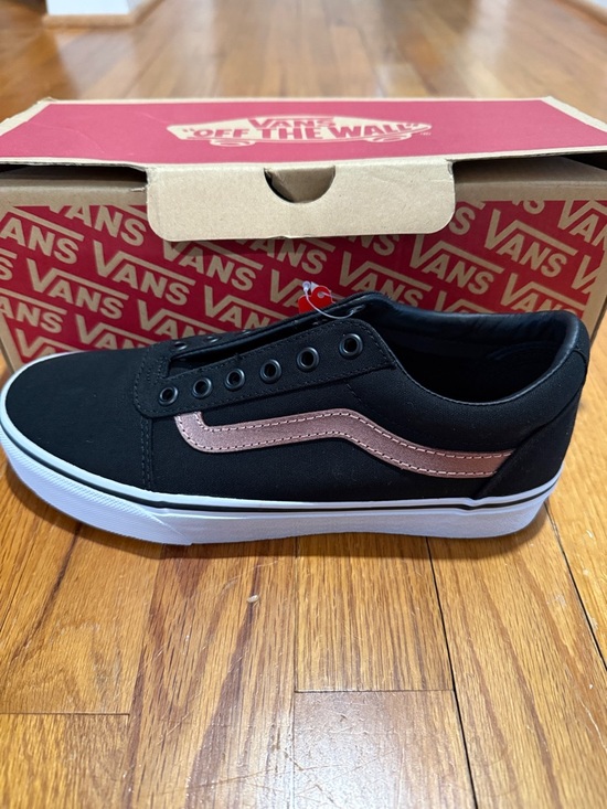 Vans Shoes - Vans Black Low-Top Sneaker with Metallic Pink Side Stripe